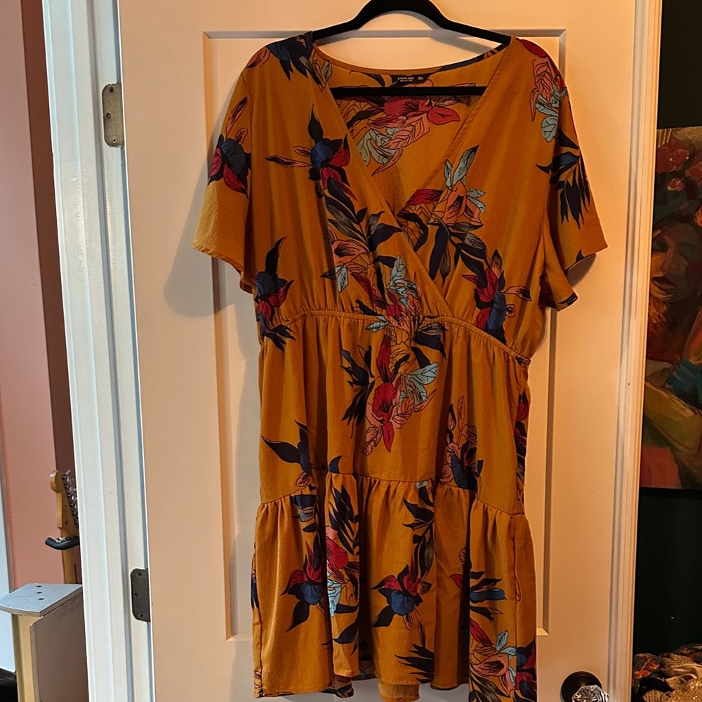 Floral Mustard Yellow Dress